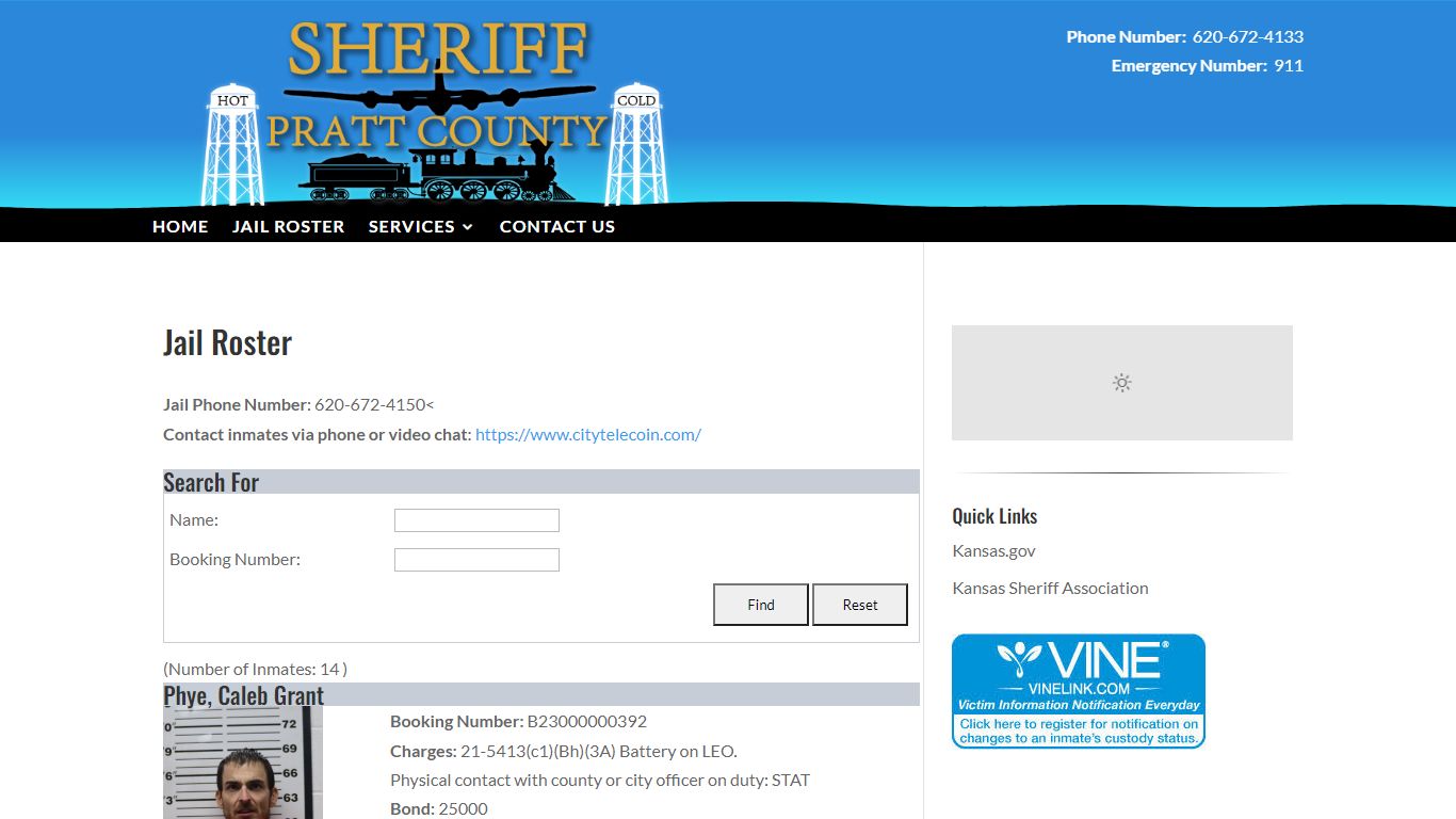 Jail Roster | Pratt County Sheriff
