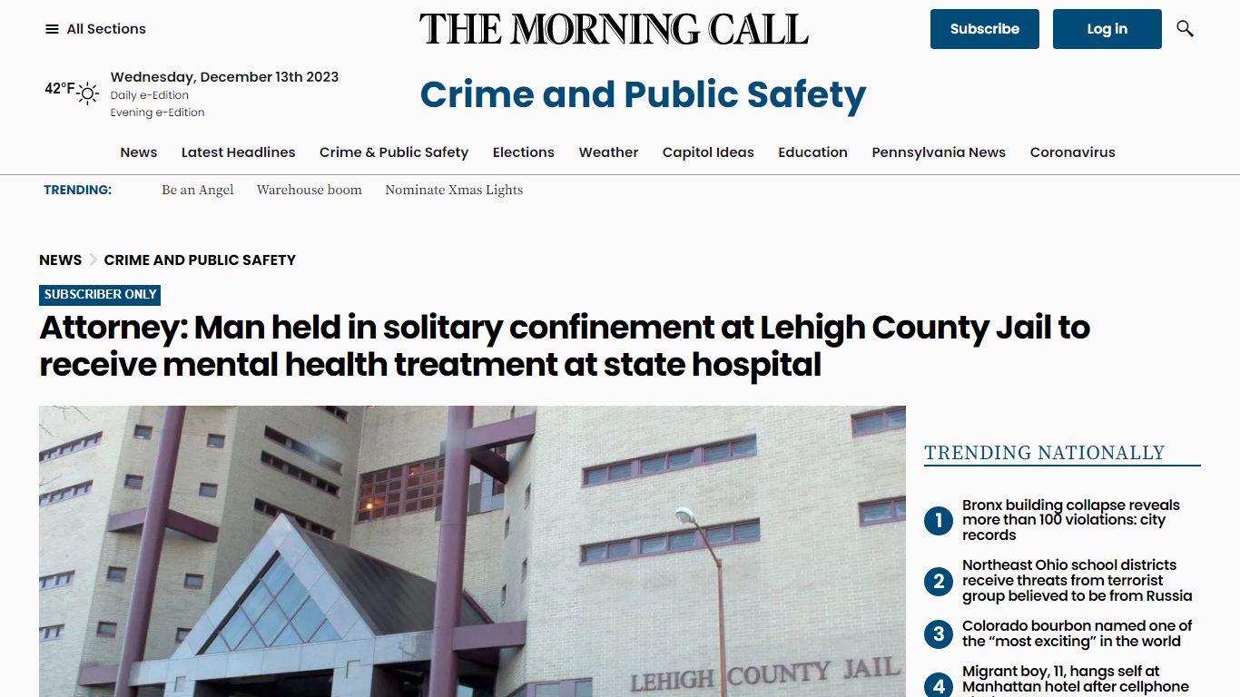 Lehigh County Jail removes inmate from solitary confinement, transfers ...